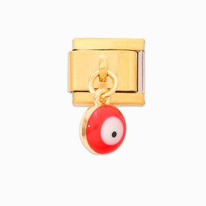 0249 - Gold Red Eye Charm