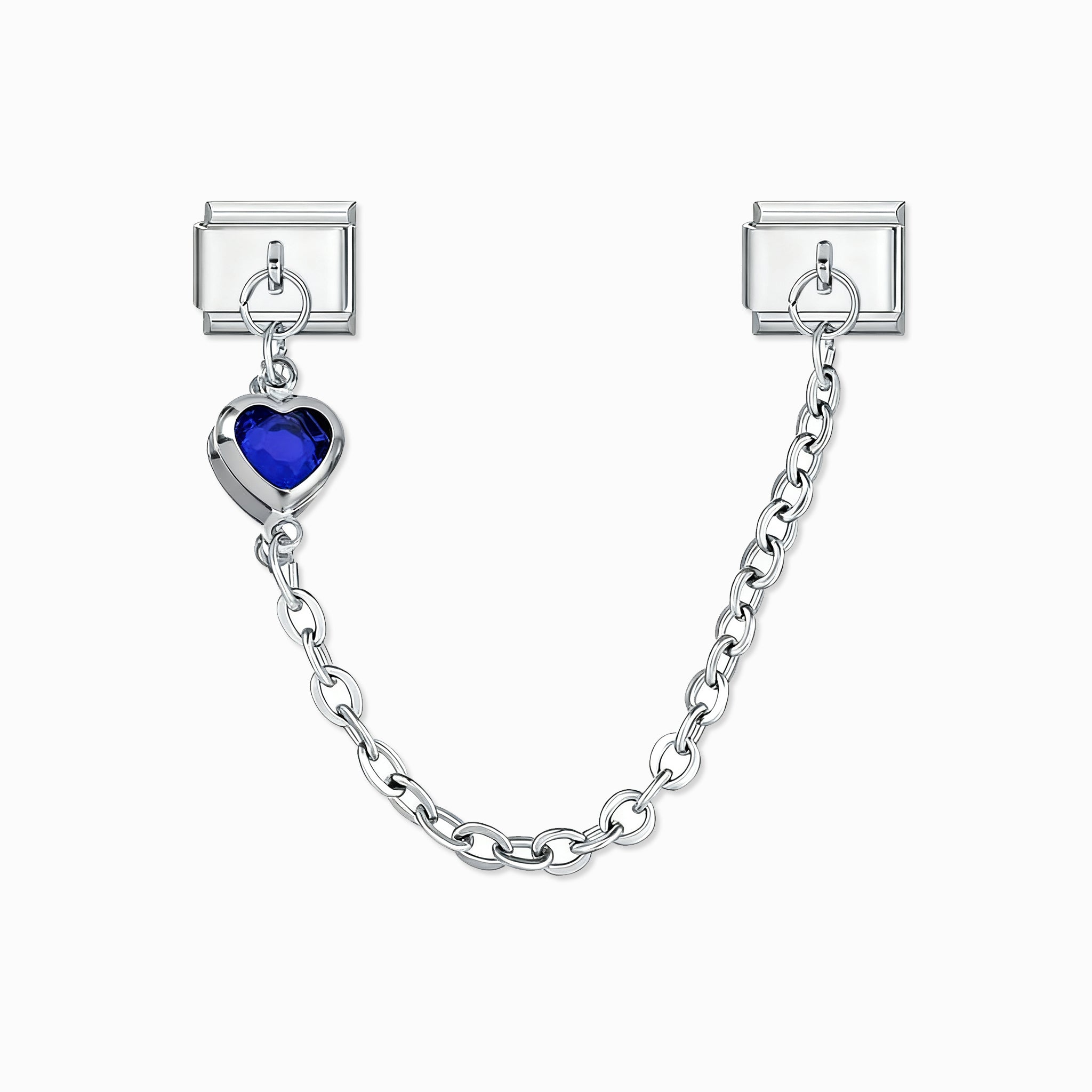 4379 - Blue Crystal Double Heart Pendant