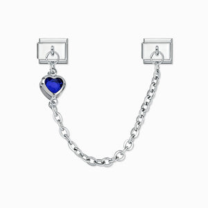 4379 - Blue Crystal Double Heart Pendant