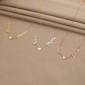 Double Name Engraved Pendant Necklace