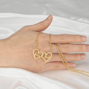 Custom Name Double Heart Personalized Necklace