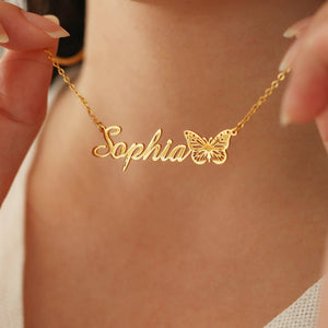 Hollow Butterfly Personalized Name Necklace