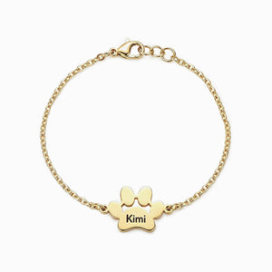 Customized name paw print bracelet
