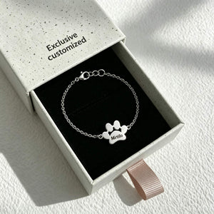 Customized name paw print bracelet