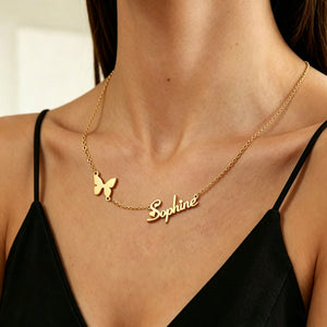 Personalized Butterfly Name Necklace