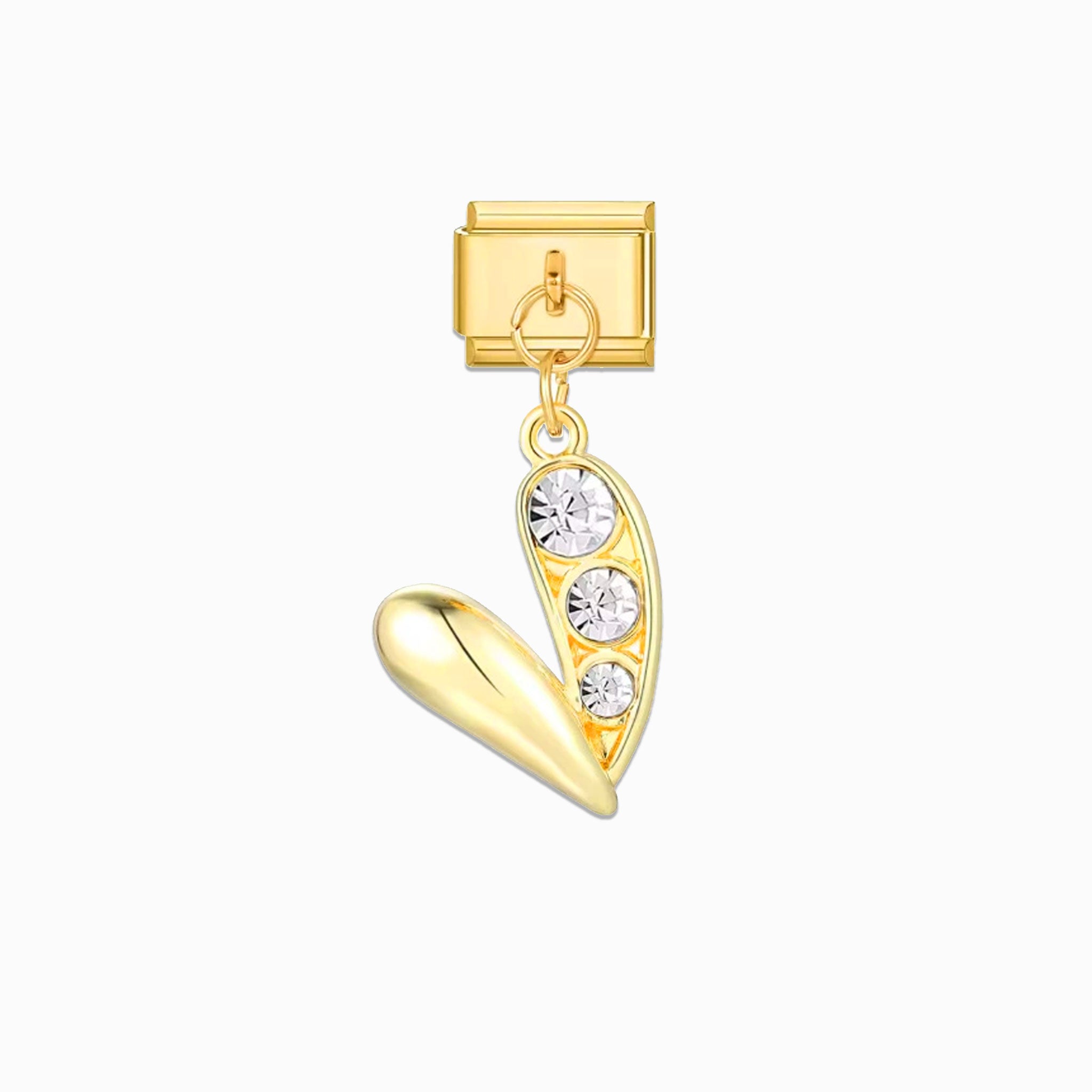 4161 - Gold Three-Stone Heart Charm