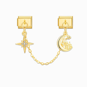 4164 - Gold Double Castle Cross Pendant