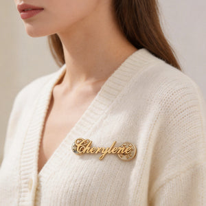 Personalized Letter Moon Brooch| Custom Brooch