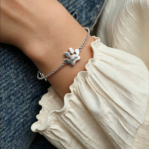Customized name paw print bracelet