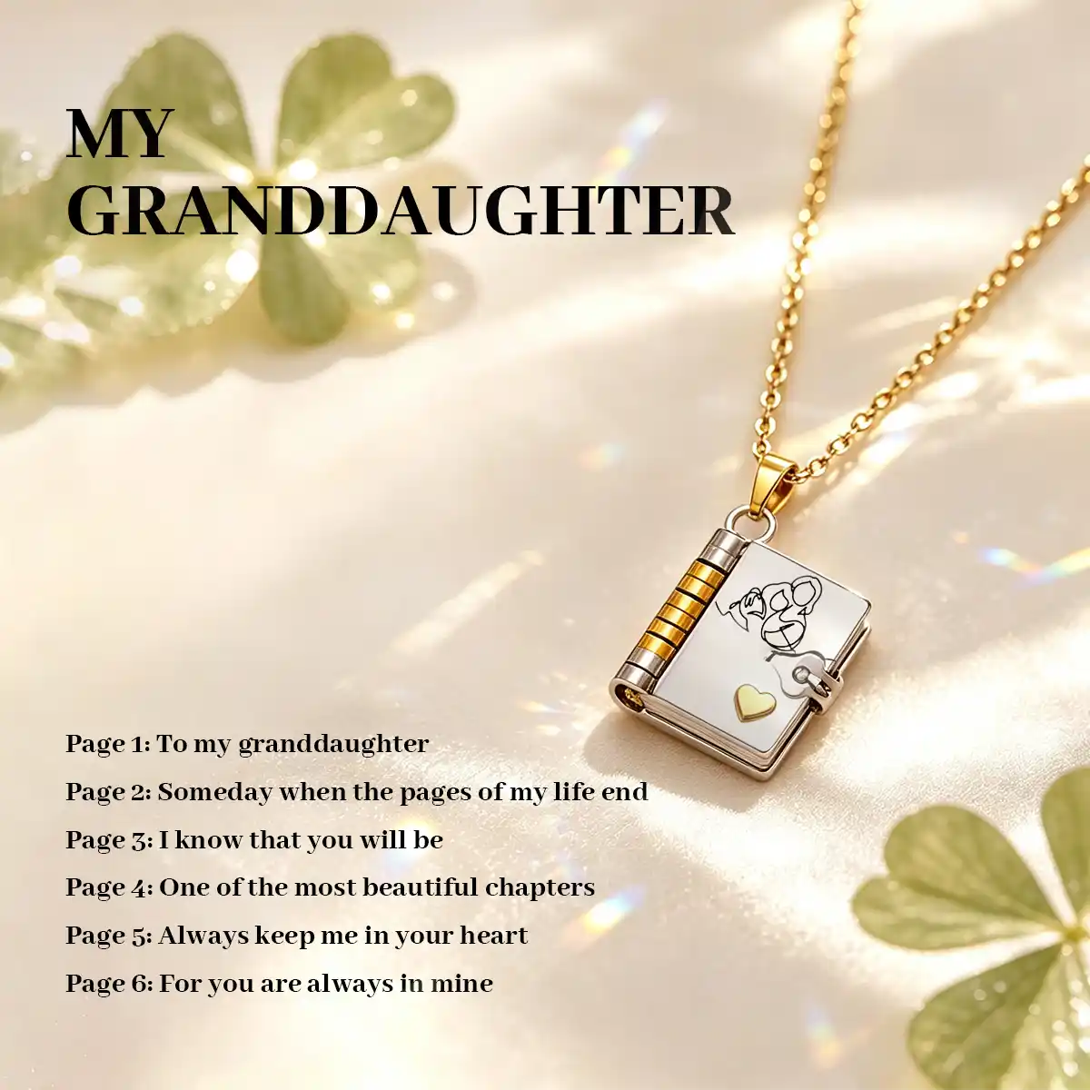 Personalized Book Necklace – Openable Message Necklace with Heartfelt Blessings Gift for Mom, Daughter, Son & Loved Ones