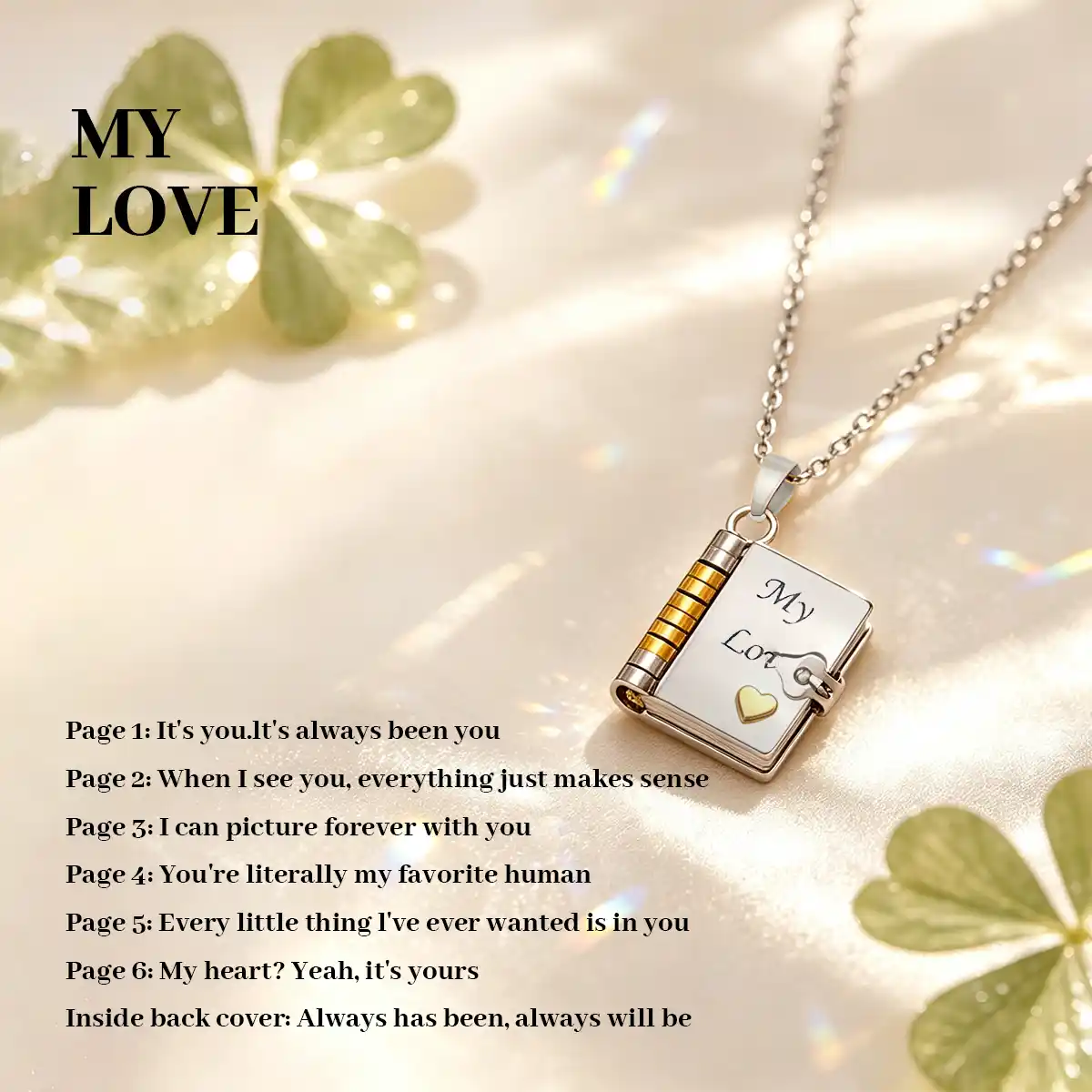 Personalized Book Necklace – Openable Message Necklace with Heartfelt Blessings Gift for Mom, Daughter, Son & Loved Ones