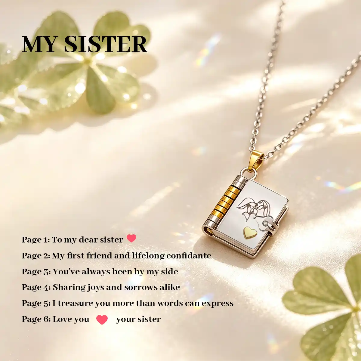Personalized Book Necklace – Openable Message Necklace with Heartfelt Blessings Gift for Mom, Daughter, Son & Loved Ones