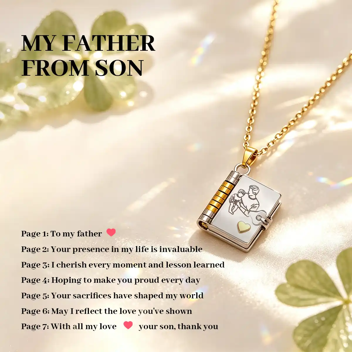 Personalized Book Necklace – Openable Message Necklace with Heartfelt Blessings Gift for Mom, Daughter, Son & Loved Ones