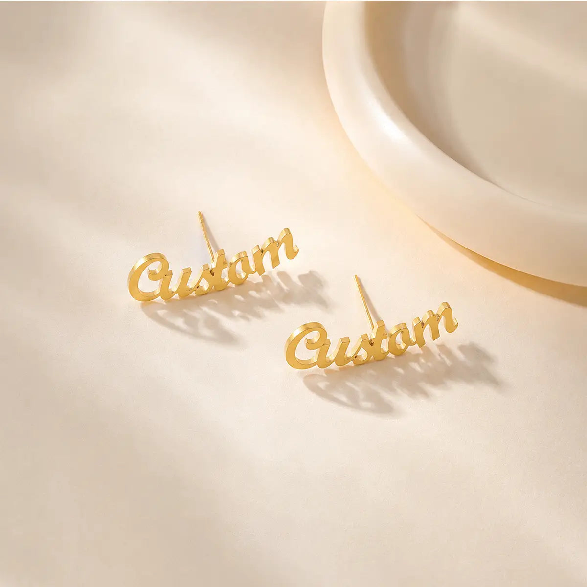 Personalized Initial Letter Stud Earrings, Custom Name Earrings, Stainless Steel Earrings, Vacuum Plated 18K Real Gold, Waterproof Hypoallergenic Jewelry Gift