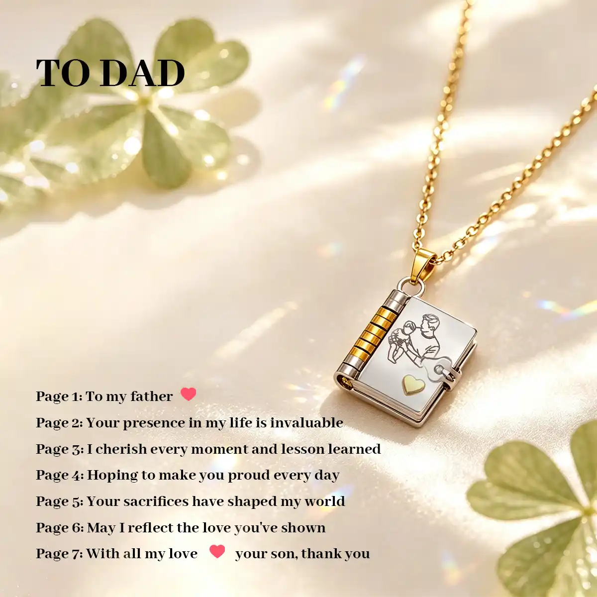 Personalized Book Necklace – Openable Message Necklace with Heartfelt Blessings Gift for Mom, Daughter, Son & Loved Ones